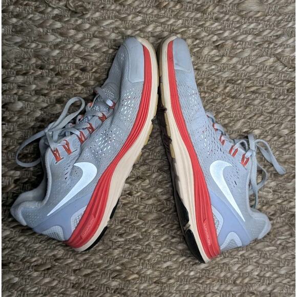 Nike Lunarglide 4 + H2O Repel Womens Gray Salmon Lace Up Running Shoes Size 8 - Picture 2 of 11
